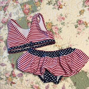 Wonderkids Red and Blue Striped Kids Bikini